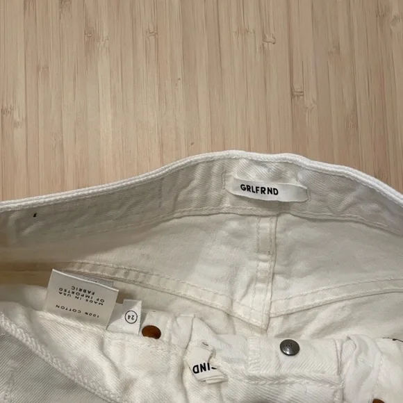 GRLFRND white denim Cindy high waisted jean shorts